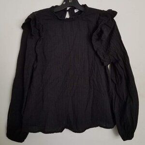 Morgan Claire Ruffle Long Sleeve Key Hole Back Top